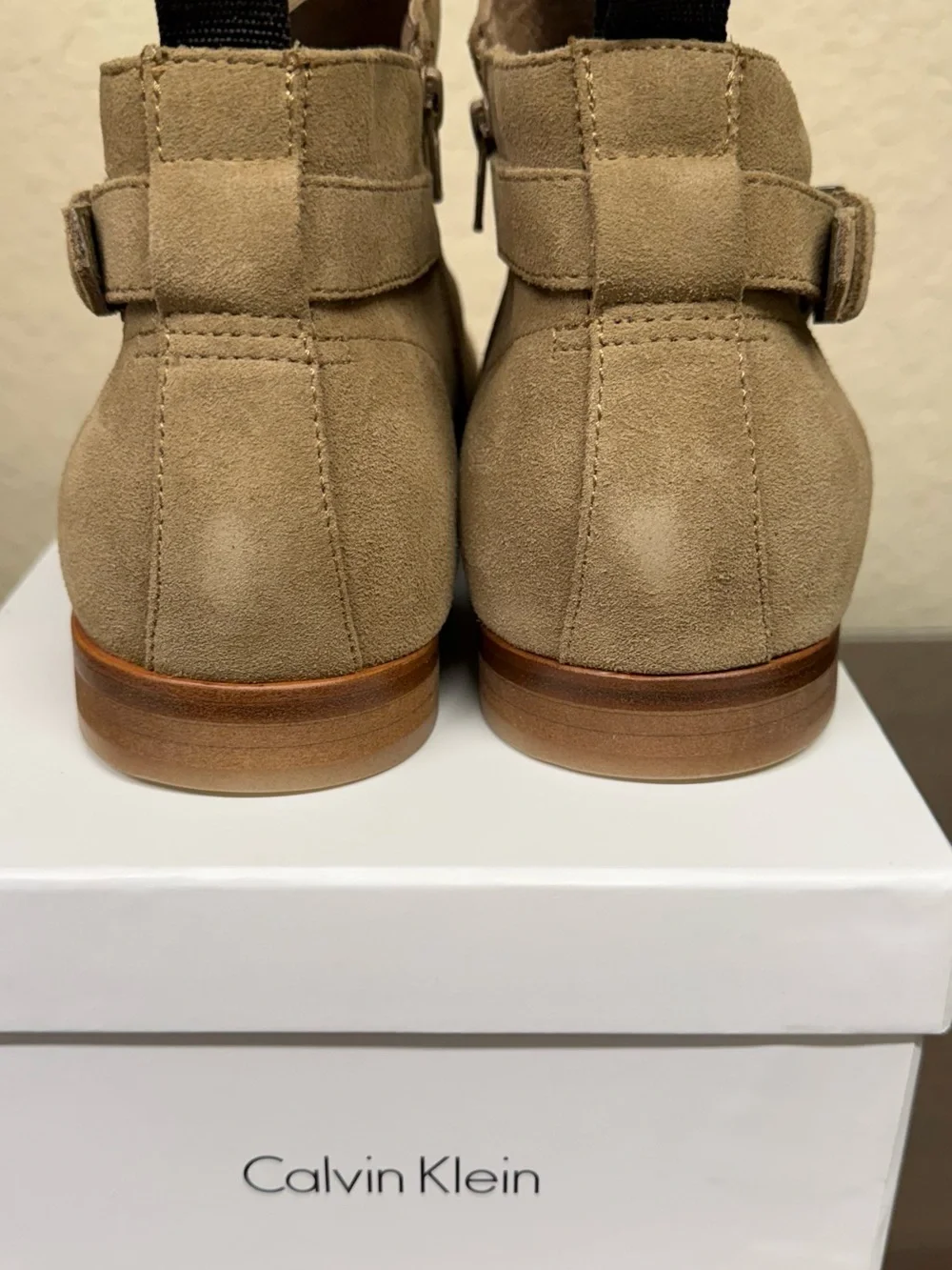 Calvin Klein Sand Suede Men’s Chukka Boot with Buckle